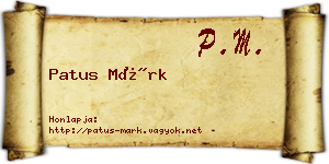 Patus Márk névjegykártya